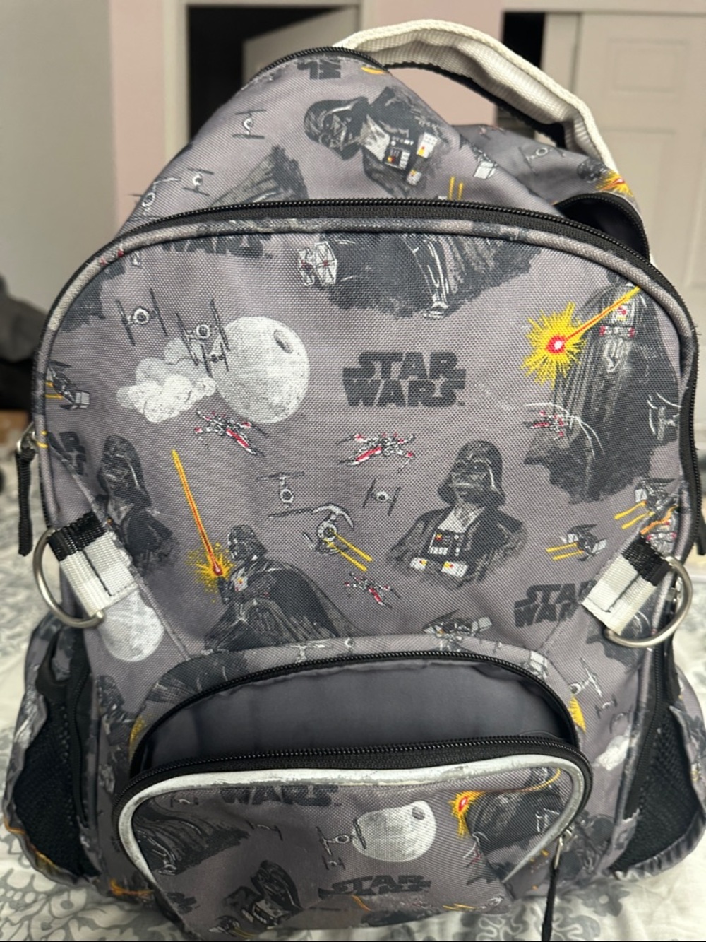 Potter Barn Star Wars Gray Darth Vader Print Backpack